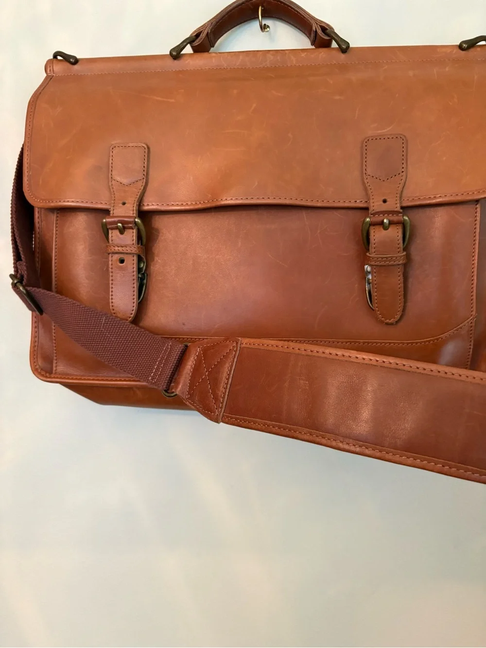L.L. BEAN Leather Messenger Satchel Bag in Brown -
